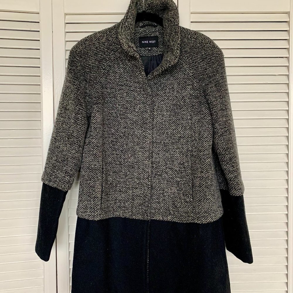 Nine West Warm Winter Coat Black And Gray